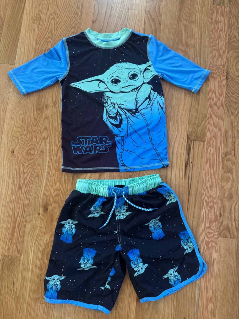 Star Wars Baby Yoda Blue Two Piece Swim Set - Boys Size 6/7
